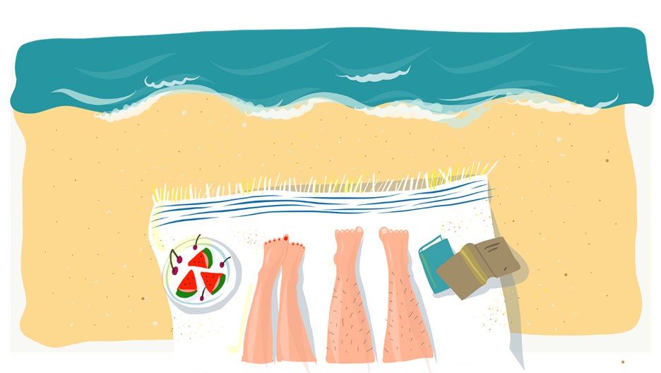 Plan A Romantic Getaway With Your Partner To Cabo 1 An illustration of a couple laying on a white towel on a beach