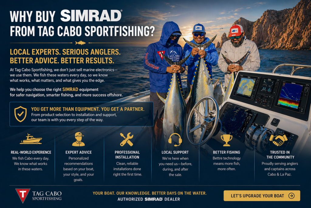 SIMRAD Marine Electronics in Cabo San Lucas | Authorized Dealer & Installation 6 Why Buy SIMRAD from Tag Cabo Sportfishing?